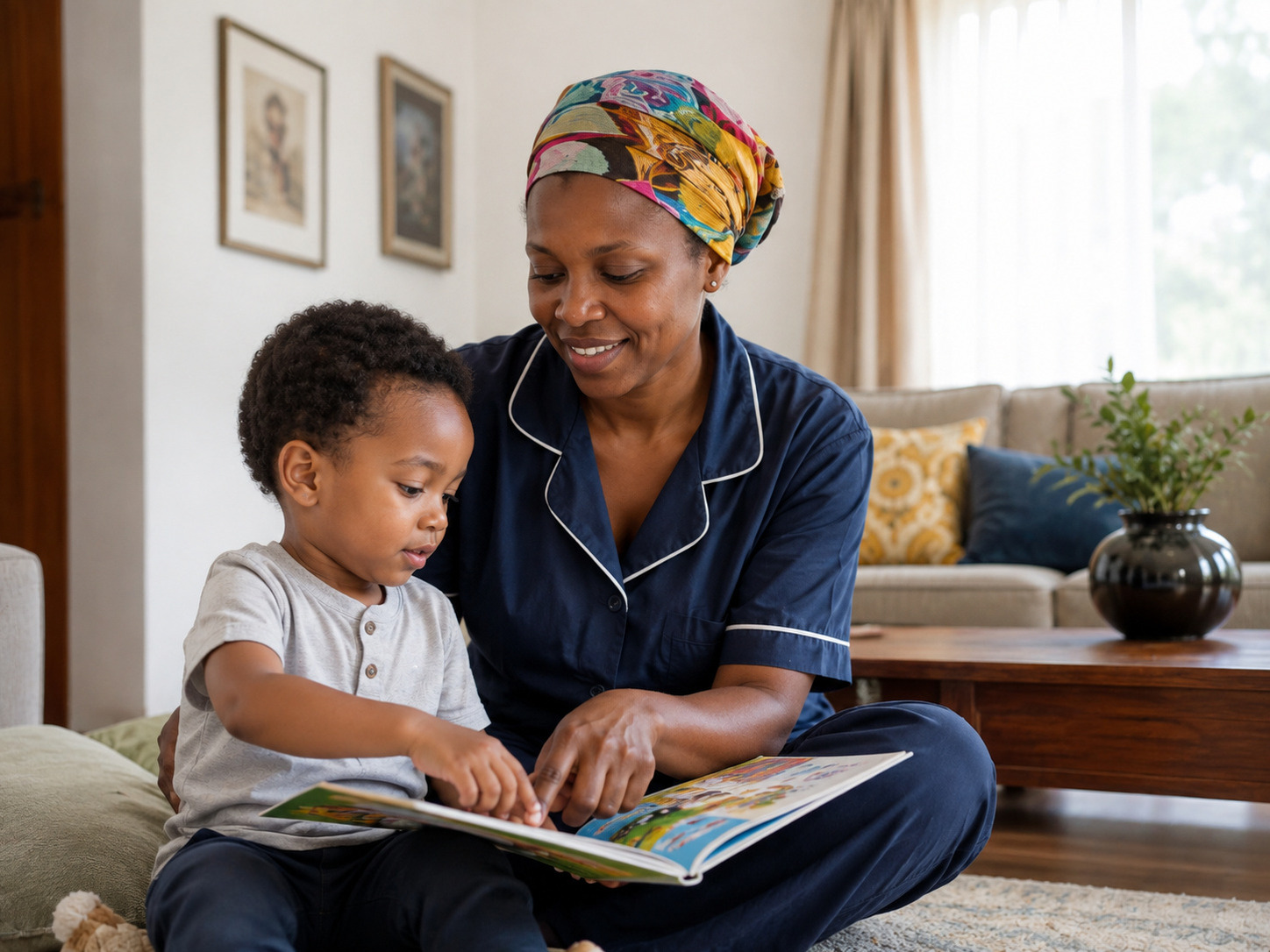Dayback nanny in Kenya caring for a child